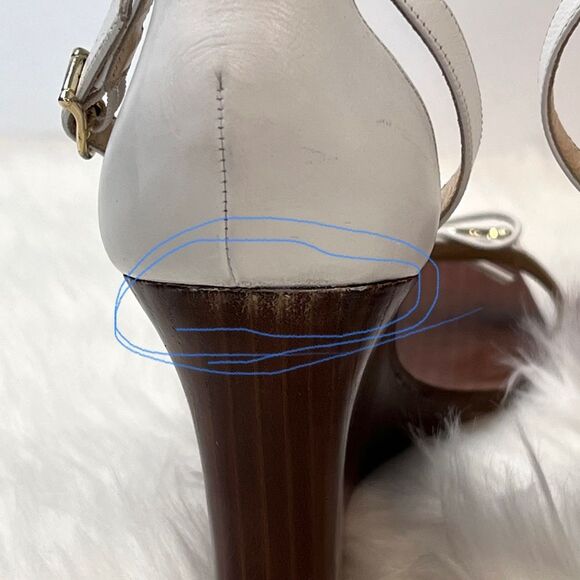 KATE SPADE NY WOMEN’S WOOD WEDGE HEELS STRAPPY WHITE SANDALS SIZE 10 - Picture 9 of 10